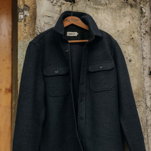 lifestyle image of The Connor Boucle Overshirt