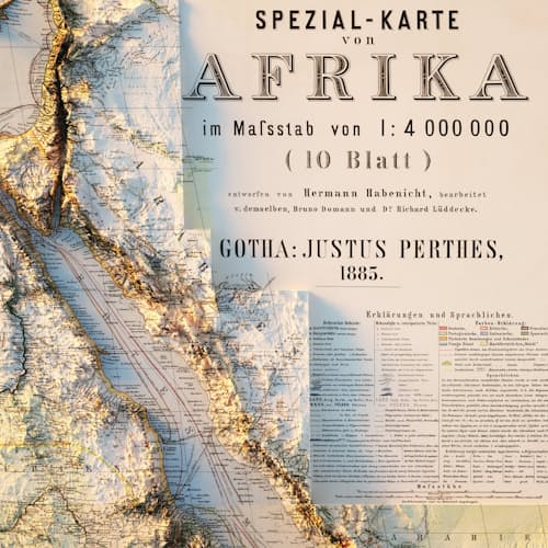 laydown detail image of Africa 1885 Shaded Relief Map