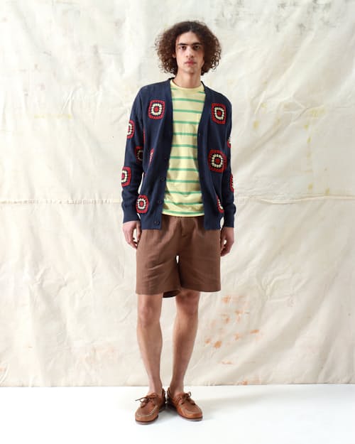 on model image of Crochet Cardigan