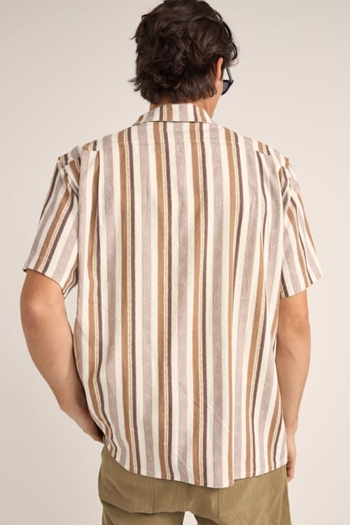 on model image of Paisley Stripe Short Sleeve Shirt