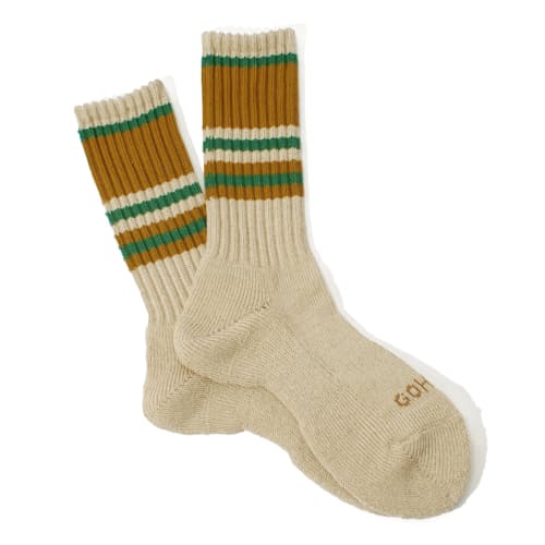 laydown image of Random Stripe Pile Crew Socks
