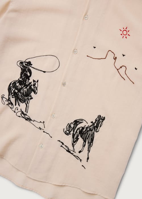 laydown detail image of Into The Distance Camp Short Sleeve Shirt