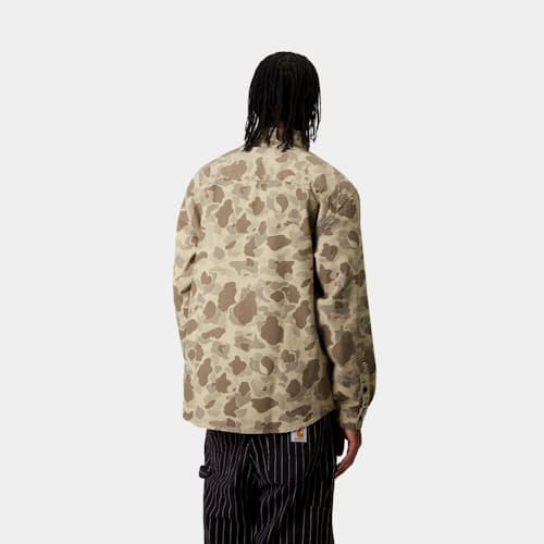on model image of Camo Long Sleeve Shirt