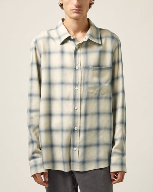 on model image of Shadow Spring Check Long Sleeve Shirt