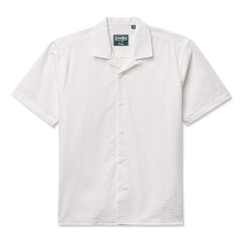 laydown image of Classic Seersucker Camp Collar Shirt