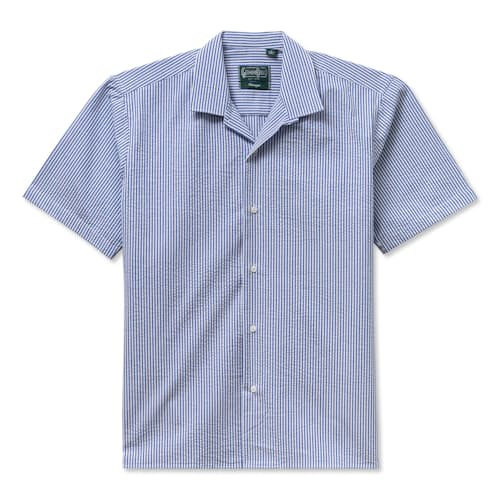 laydown image of Classic Seersucker Camp Collar Shirt
