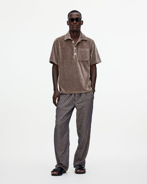 on model image of Velour Short Sleeve Shirt