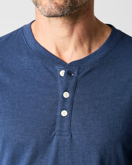 on model image of Hemp Henley