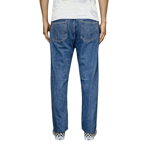 on model image of Classic Straight Selvedge Denim Jeans