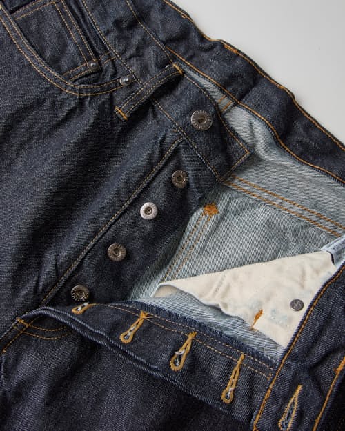 laydown detail image of Classic Straight Selvedge Denim Jeans