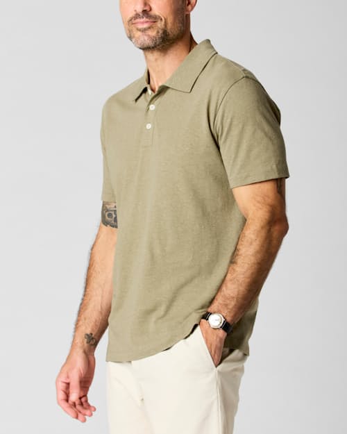on model image of Cotton Hemp Polo Shirt
