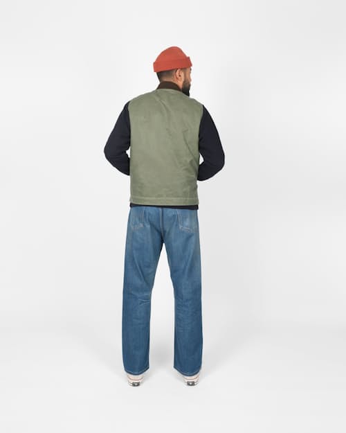 on model image of Waxed Flight Vest