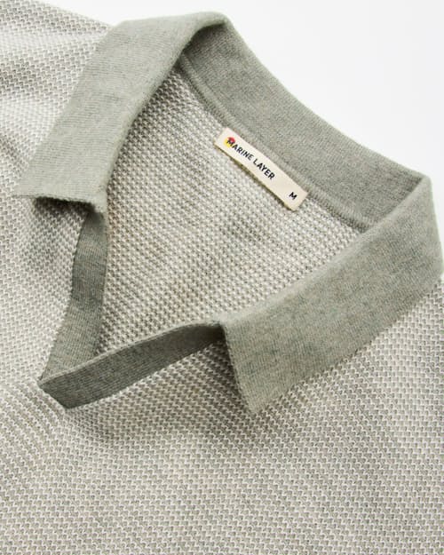 laydown detail image of Liam Long Sleeve Sweater Polo