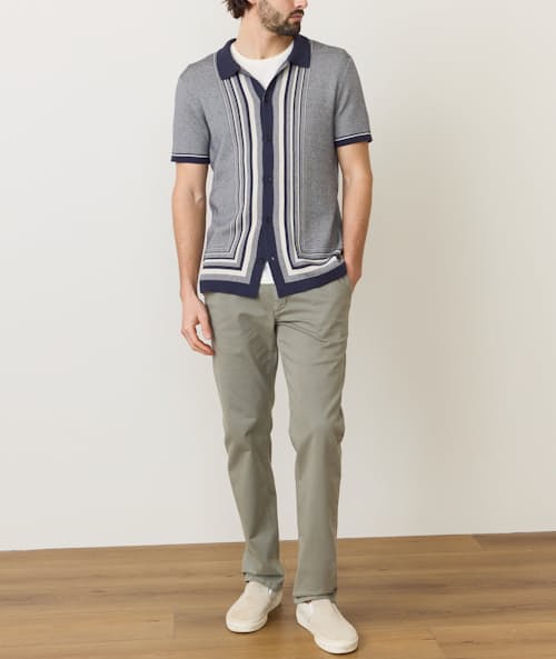 on model image of Ethan Short Sleeve Sweater Shirt