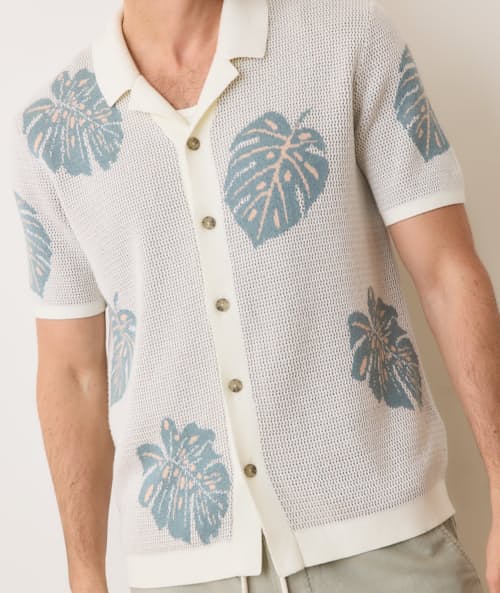 on model image of Asher Sweater Resort Short Sleeve Shirt