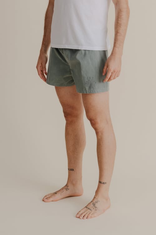 on model image of Distressed Dye Field Boxers