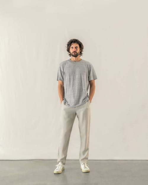 on model image of Bo Linen Pants