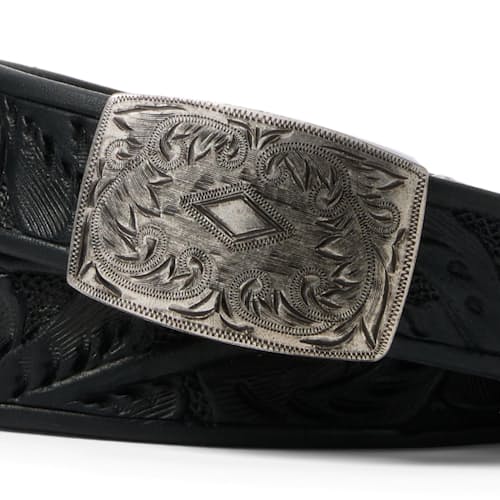 laydown detail image of Hand-Tooled Embossed Leather Coleman Belt