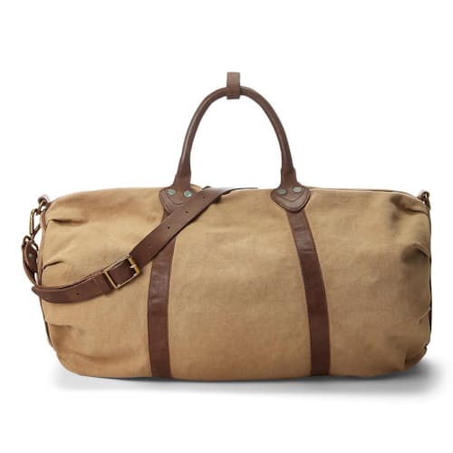 laydown image of Cotton Canvas/Leather Douglas Duffle Bag