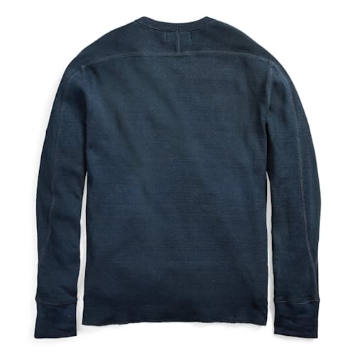 laydown image of Indigo Jacquard Knit Crewneck