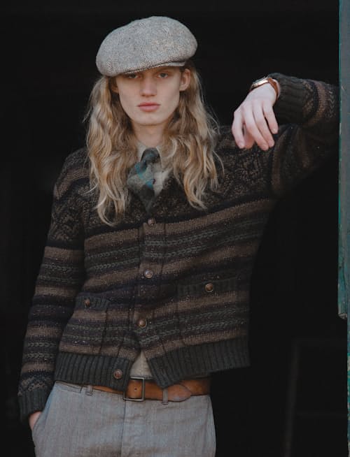 lifestyle image of Jacquard Shawl Cardigan
