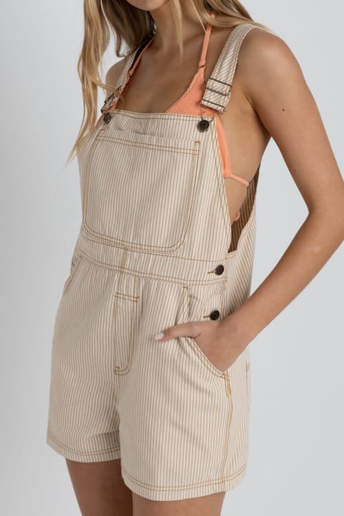 on model image of Women's Willa Stripe Short Overall