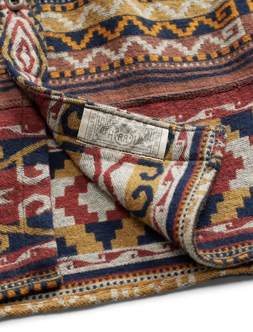 laydown detail image of Jacquard Patchwork Lighthouse CPO Workshirt