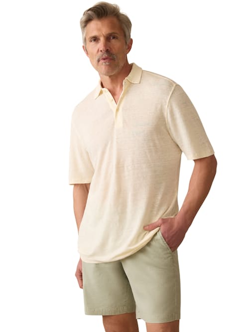 on model image of Linen Polo