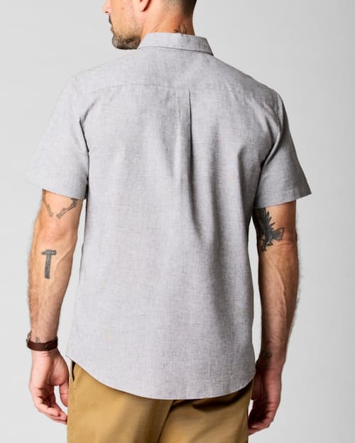on model image of Wrinkle-Free Linen Short Sleeve Shirt