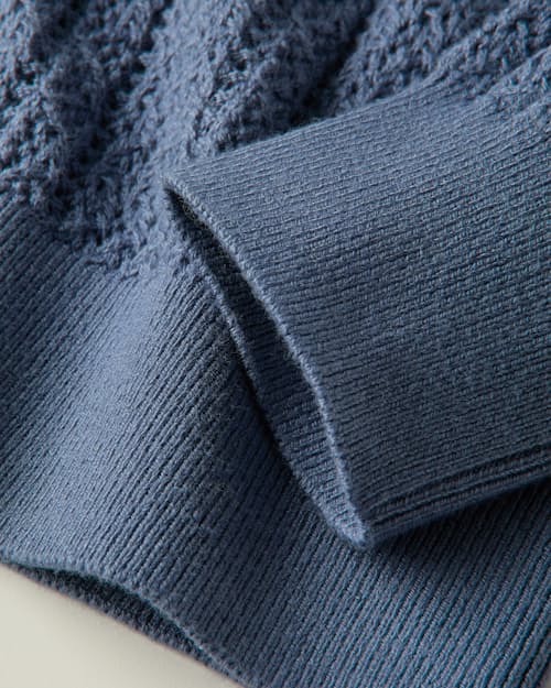 laydown detail image of Open Knit Stitch Crewneck Sweater