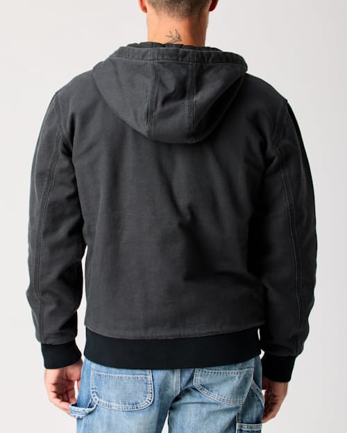 lifestyle image of Mason Canvas Hooded Bomber Jacket