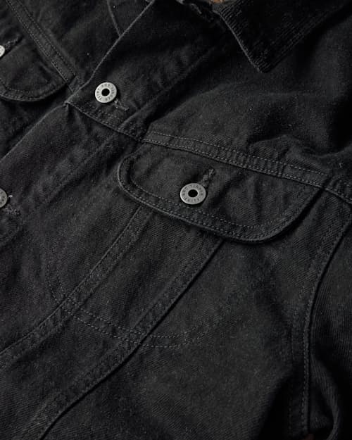 laydown detail image of Flannel-Lined Denim Trucker Jacket