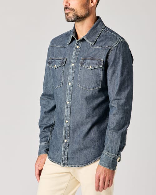 lifestyle image of Bone Button Western Shirt