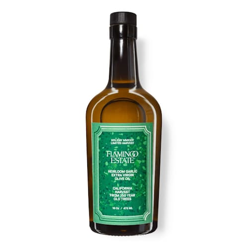 laydown image of Garlic Infused Olive Oil