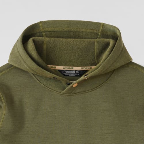 laydown detail image of Cloudbase Merino: Heavy Weather Hooded Mid