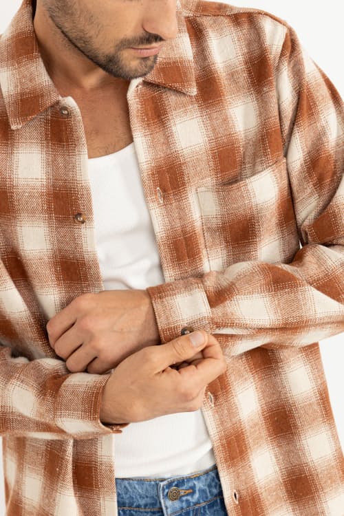 on model image of Bison Long Sleeve Shirt