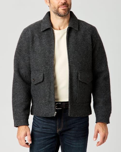 lifestyle image of Boiled Wool Station Jacket
