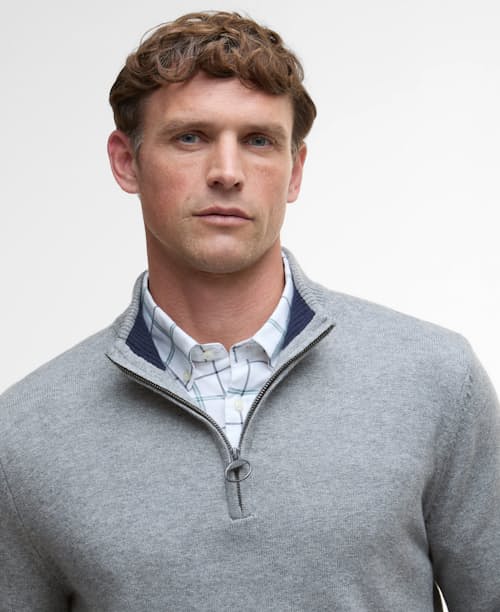 on model image of Kelson Half Zip Knitted Jumper