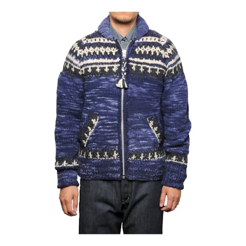 on model image of Fair Isle Zipper Cardigan