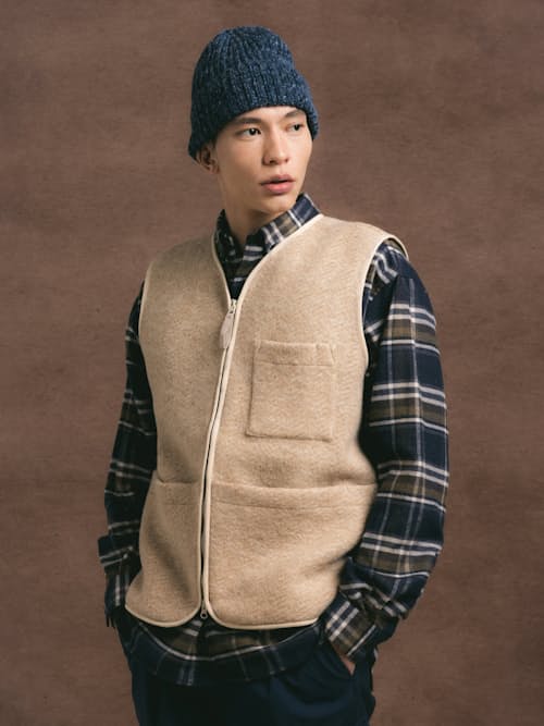 lifestyle image of Bute Herringbone Wool Vest