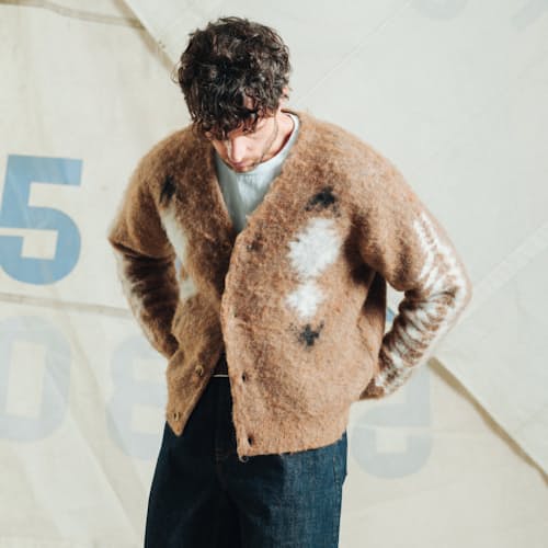 on model image of Mohair Cardigan