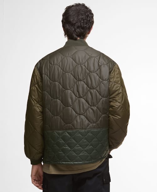 on model image of Cording Quilted Bomber Jacket