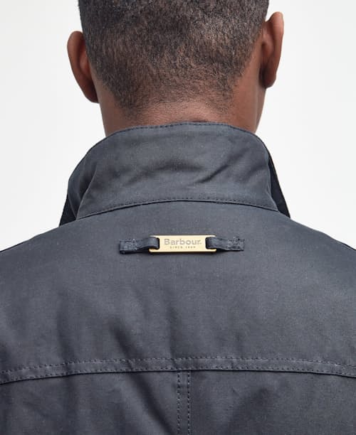 on model image of Ogston Waxed Jacket