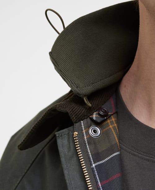 on model image of Barbour Solway Wax Jacket