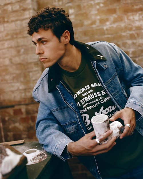 lifestyle image of Barbour x Levi's Type II Denim Jacket