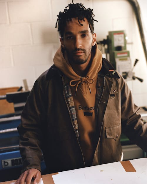 lifestyle image of Barbour x Levi's Graphic Hoodie