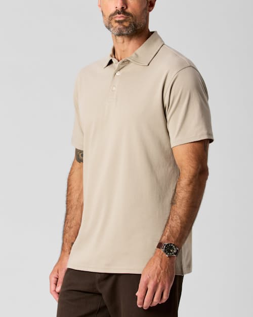 on model image of Aloeknit Polo Shirt
