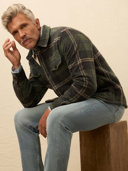 on model image of Range Fleece Lined Shirt Jacket