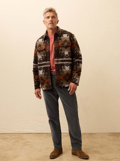 on model image of Range Fleece Lined Shirt Jacket