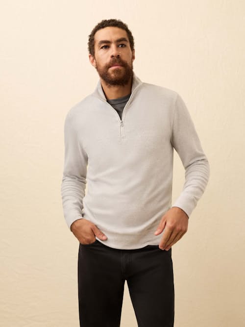 on model image of Legend Quarter Zip Sweater